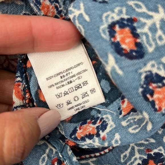 Free People Blue Patchwork Caravan Button Down Top Blouse Size M - Picture 11 of 11